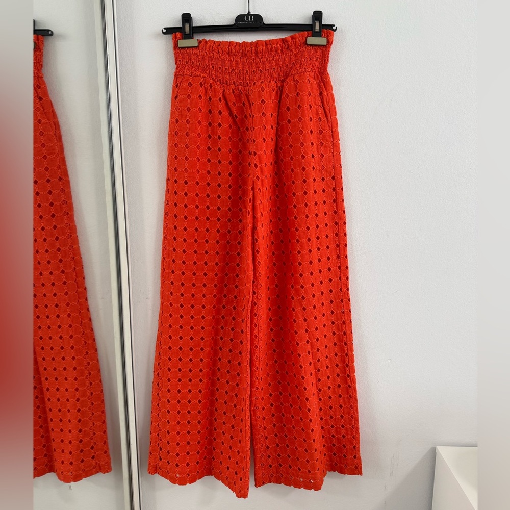 Anthropologie Maeve Orange Eyelet Pants
